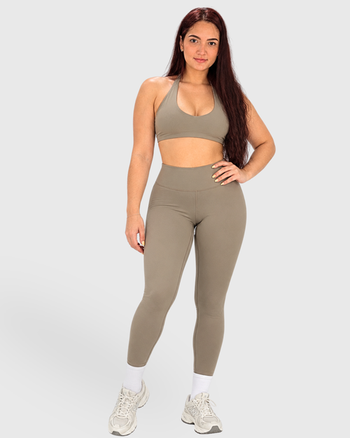 Aven Set, full-body front view of halter sports bra and leggings