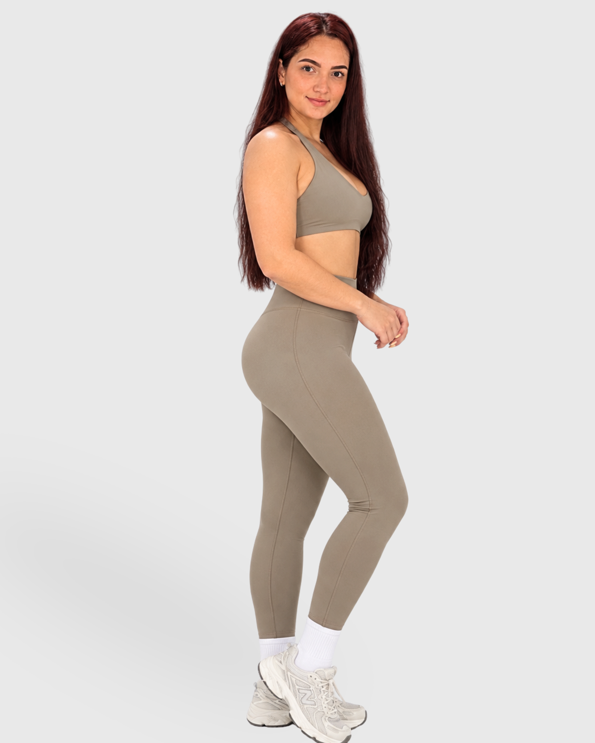 Aven Set, full-body side view of sports bra and sculpting leggings